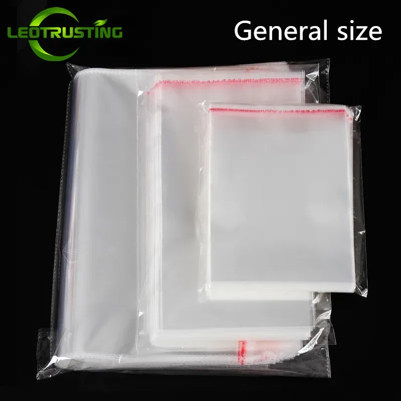 Embossing 100pcs General Use High Clear Opp Adhesive Bag Transparent Poly Resealable Packaging Selfsealing Plastic Toys Gifts Pouches