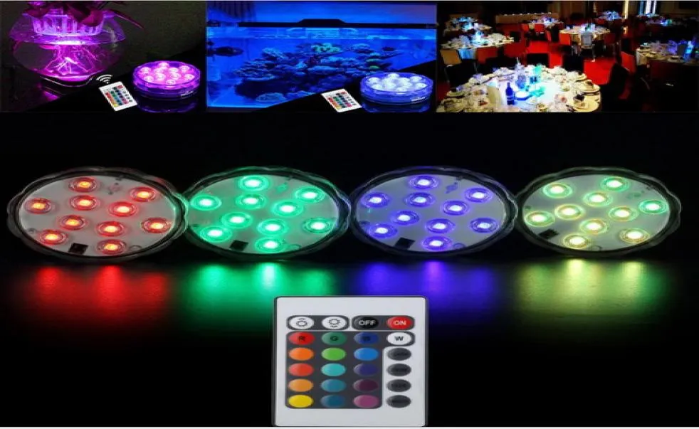 リモートコントロールされたサブマーサブルRGB LEDライトキャンドルランプマルチカラーフローラル花瓶基地防水ティアライトウェディングバースデーパーティーDEC8439291