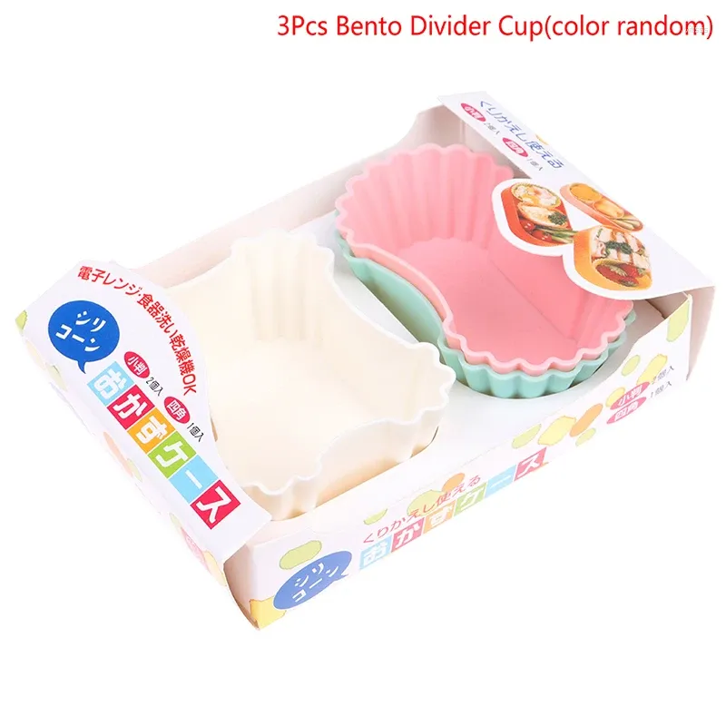 Strumenti di cottura 3 pezzi Bento Divisori Cup Liner Lunch Box Alimenti morbidi Silicone Easy Clean Onigiri Accessori Riutilizzabili Sushi Storage