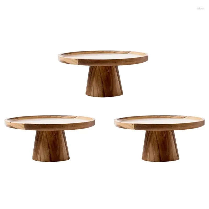 Assiettes 3x plateau en bois pour gâteau de fruits du support de desserts Table Décoration TEA PARY TOODS TOUELS PHOTH