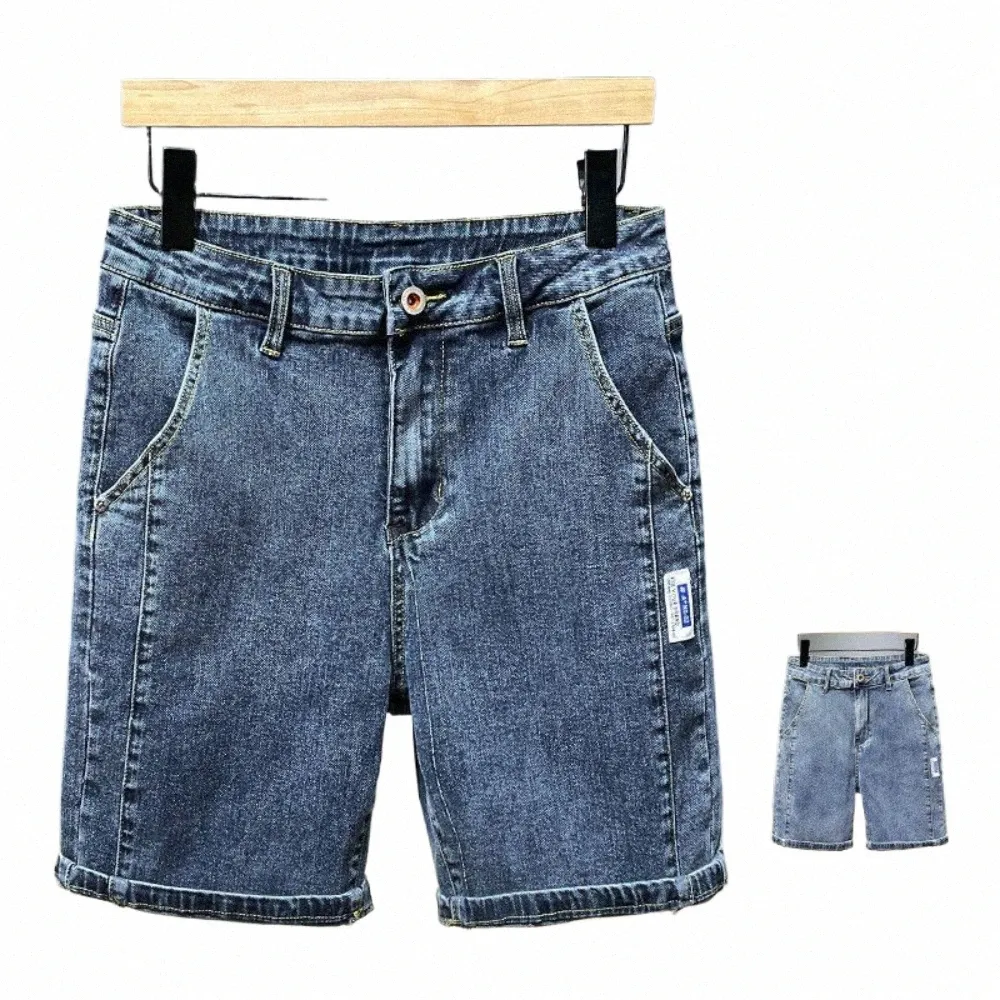 summer Thin New Men Busin Denim Shorts Fi Casual Stretch Slim Jeans Short bermuda masculina men clothing ropa hombre 83m0#