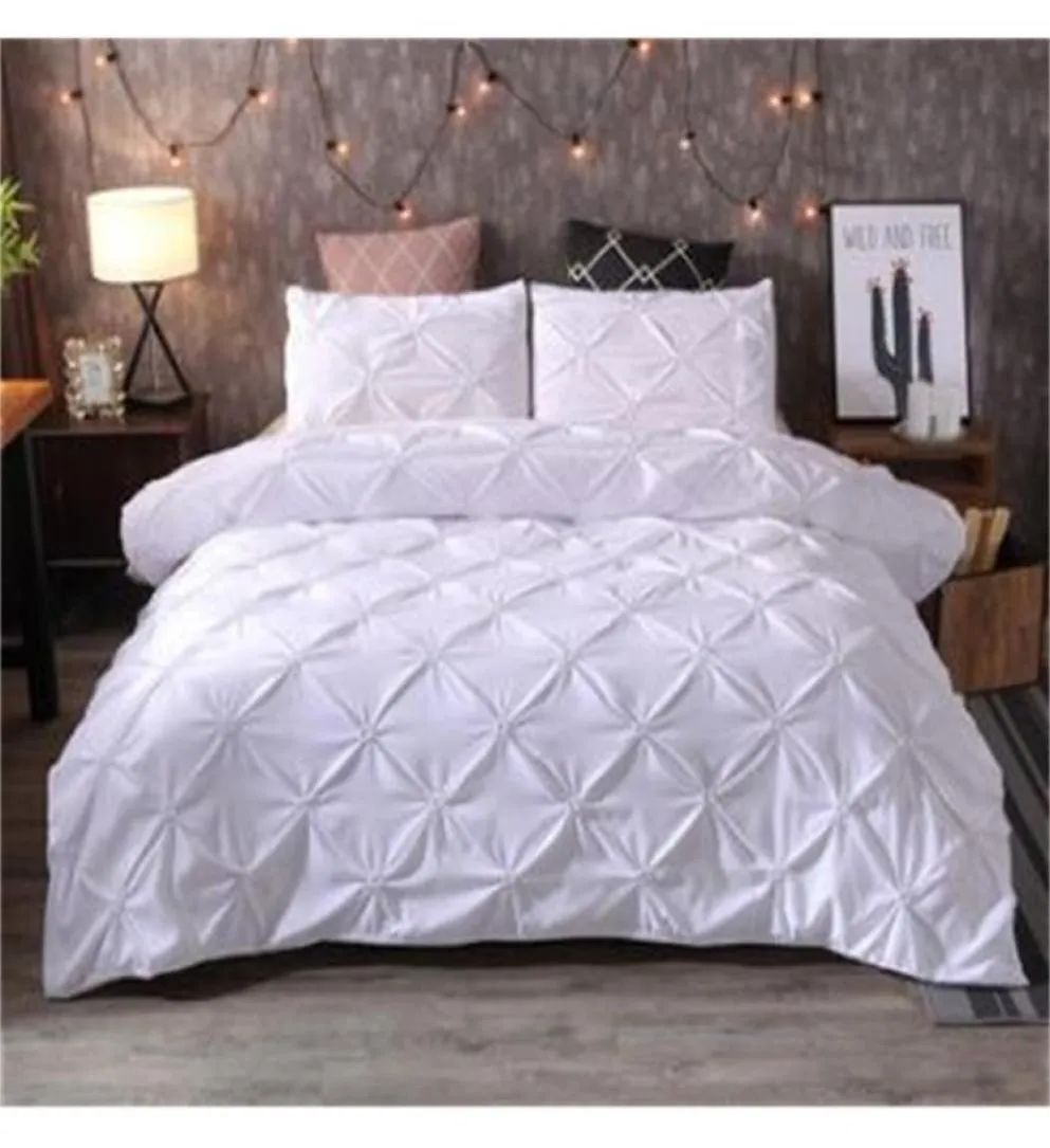 Luxe Zwart Dekbedovertrek Pinch Plooi Kort Beddengoed Set Queen King Size 3-delig Beddengoed Set Dekbedovertrek Set Met Kussensloop45 T27105823