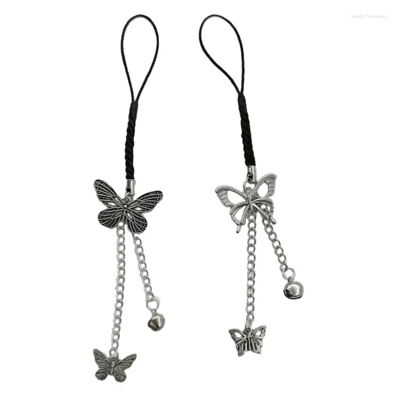 Keychains Butterfly Pendant Phone Charm Hanging Rope Handmade Chain Strap Bag Decoration Lanyard Keychain Accessories