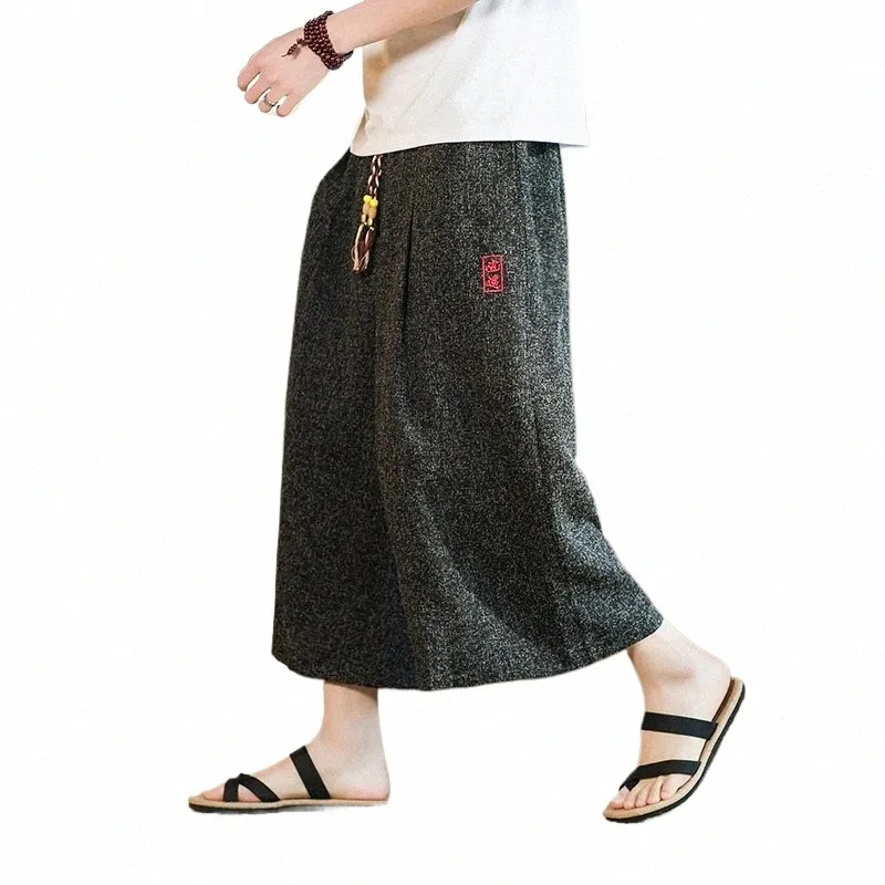 Japonia styl Kimo Pants Men Bann Japan Samurai HARAJUKU Casual Loose Męskie spodenki Yukata szerokie spodnie nogi spodni plus 5xl j0vr#