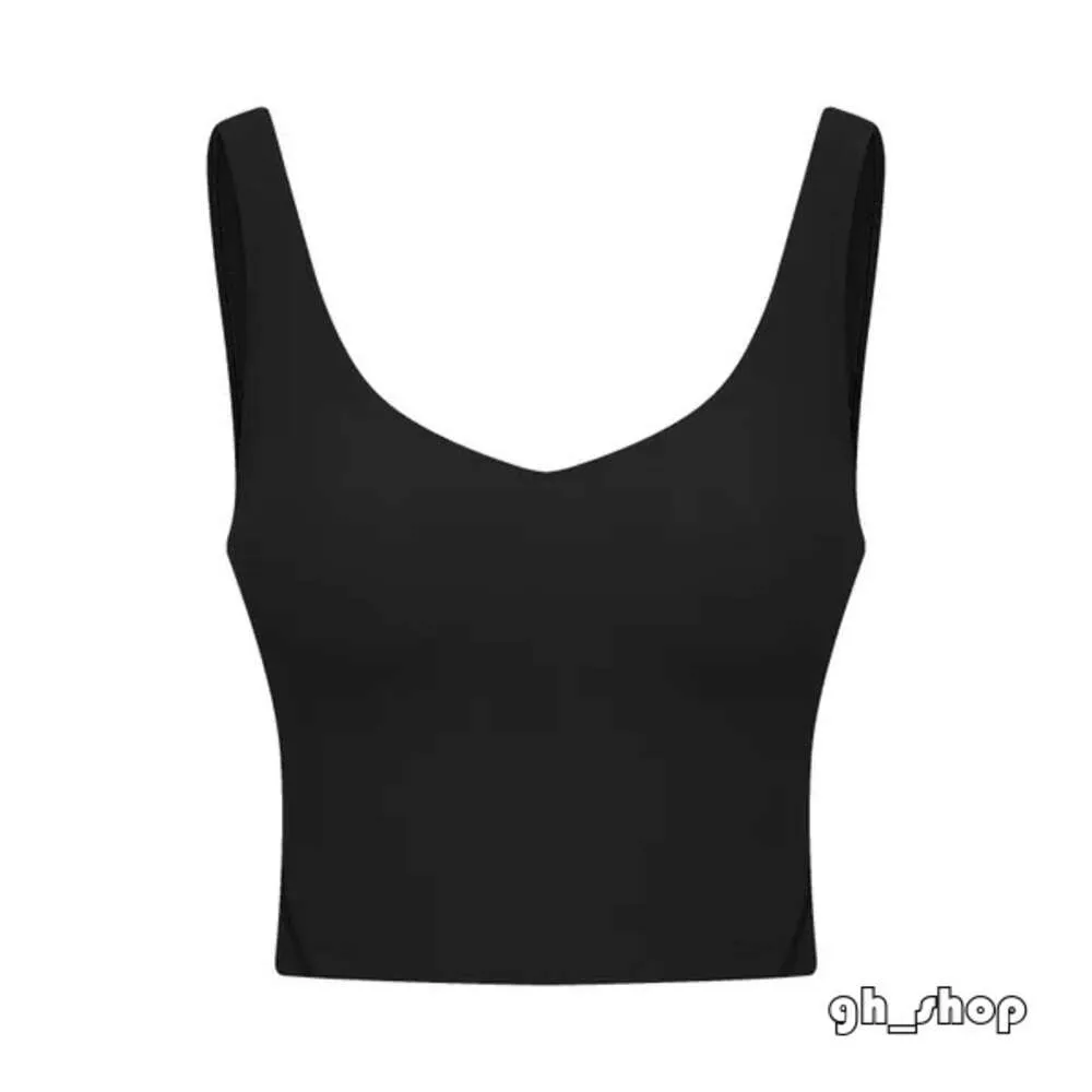 LU-1150 Align Align Ribbed Top U Back Bra Lululemenly tenue Femmes T-shirt Solid Sexy Crop Tops Souples