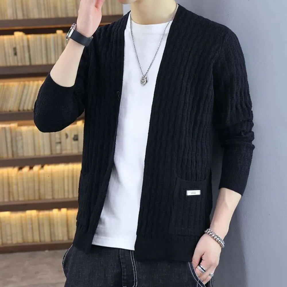 Men's Youth Button Up Sweater Men's Trend Outerwear Autumn Clothing Personality Cardigan Jacket
