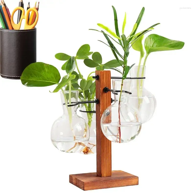 Vasen Terrarium mit Ständer Pflanzer Glühbirne Glasvase Desktop Hydrokultur Halter Moderne Pflanzenvermehrungsstation für