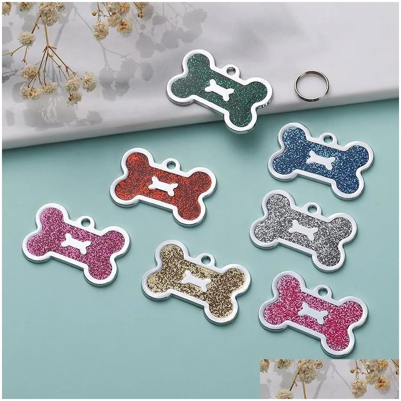 Hundtagg-ID-kortgravering Anti-Lost Identification Anpassad husdjursnamn Puppy Collar Cat Bone Taggar Supplies Drop Delivery Home Garden OTO0G