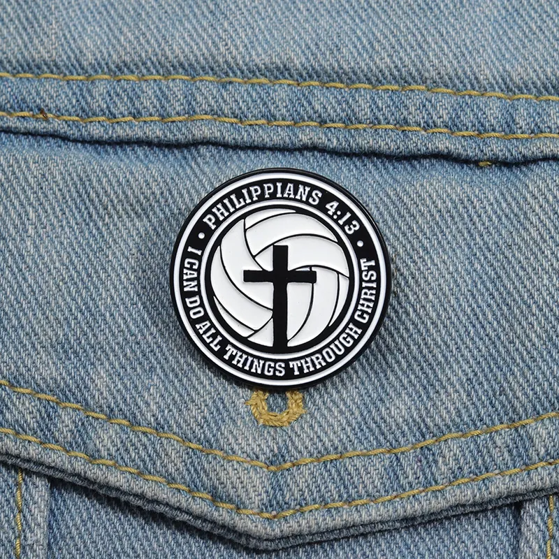 Jesus I can do all Things Christian Enamel Pin Volleyball Philippians 4:13 Creative Brooches Lapel Badge Backpack Clothes Pin