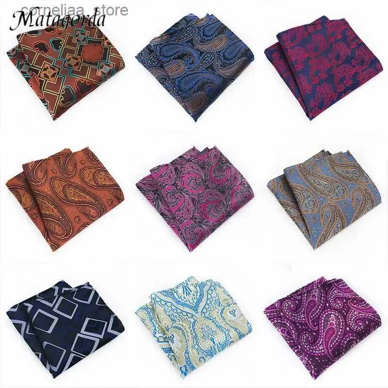 Zakdoeken Matagorda Mode Herenkleding Verscheidenheid Hanky Pocket Squared Zakdoek Paisley Printing Cashew Cocktail Tie Gravata Accessoires Y240326