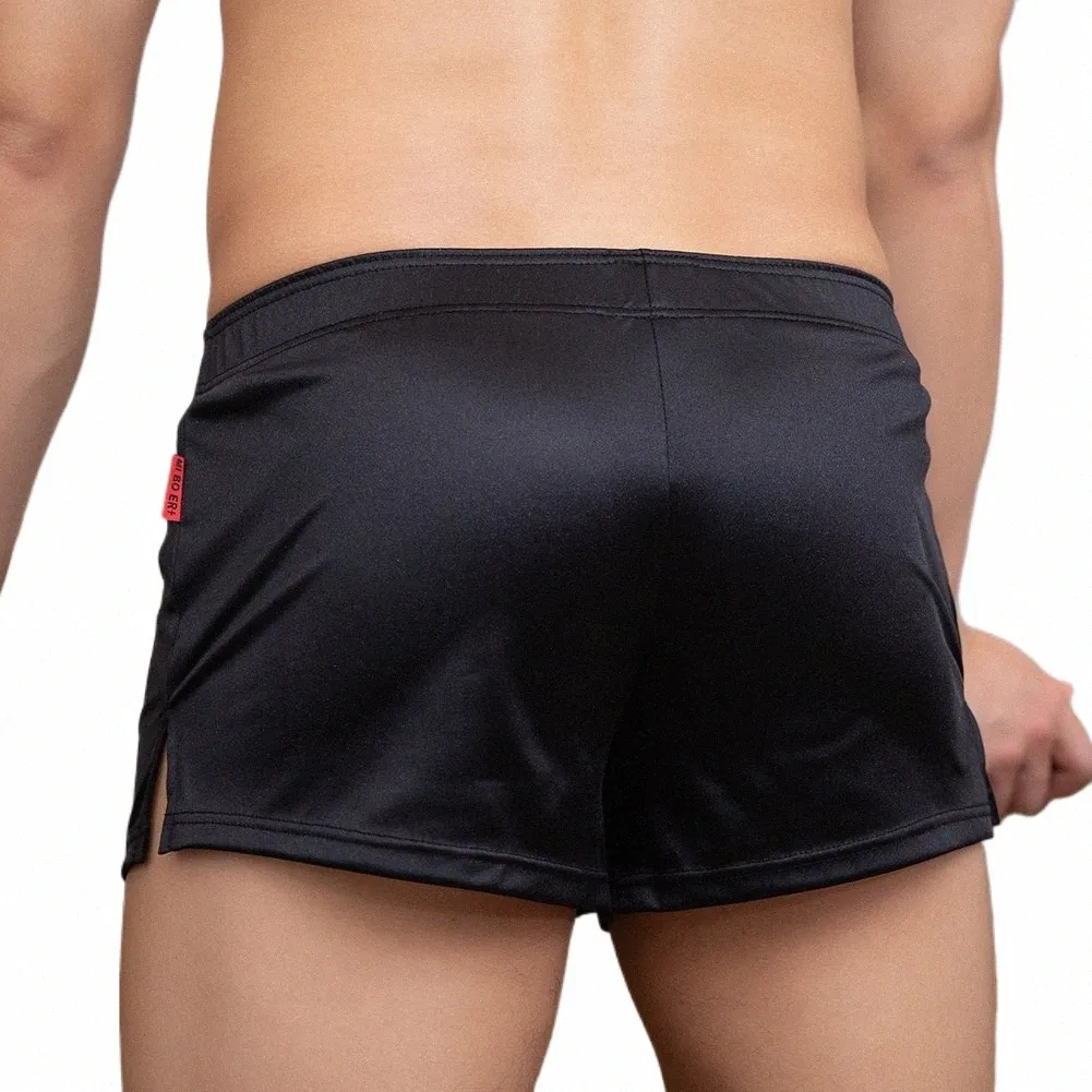 Pantaloncini da uomo sexy in raso da uomo Pantaloncini da notte Pigiami da salotto Pantaloni da notte Intimo confortevole Boxer maschili elastici C6N2 #