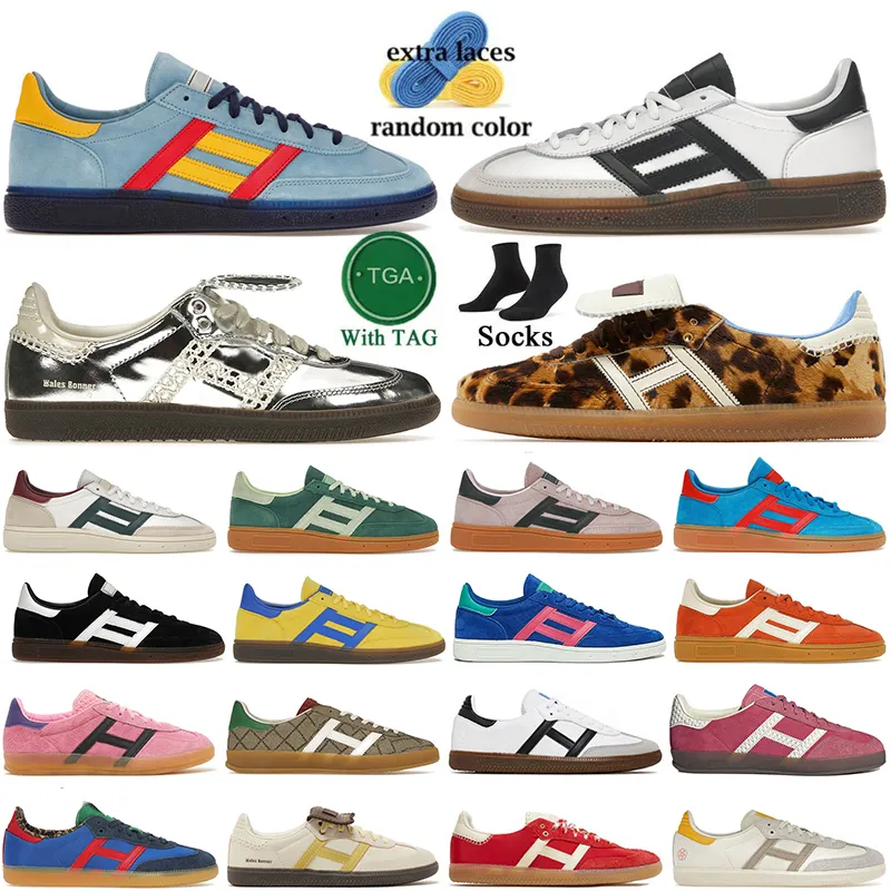 2024 Designer OG Wales Bonner Handball Spezial Casual Shoes Men Women Pony Leopard Pink Velvet Black Gum Vegan Monograms Consortium Pink Foam Runner Trainers