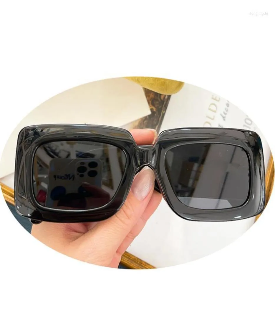 Lunettes de soleil noires en acétate rectangulaires pour femmes et hommes, grosses branches larges, 2022Sunglasses4374812