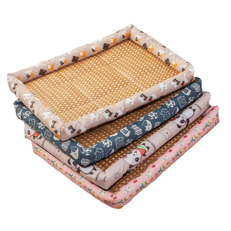 Lightweight Breathable Cooling Summer Cat Bed Pet Rattan Nest Mat Ice Dog Bed for Small Puppy Dogs