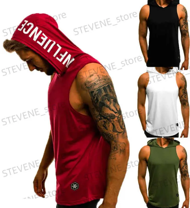 Homens camisetas Mens Algodão Slveless Hoodie Bodybuilding Workout Tank Tops Muscle Fitness Camisas Masculinas Jaquetas Top T240325