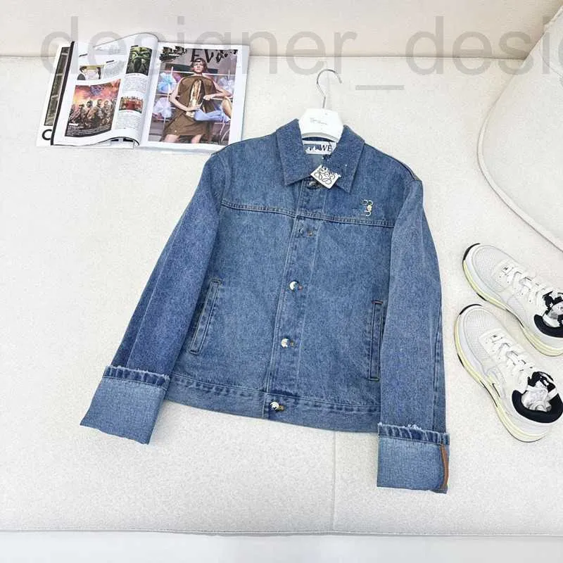 Damesjassen designer merk lente/zomer nieuwe Loe luxe losse en afslankende meisjesstijl contrasterende polokraag denim jas HCJ5