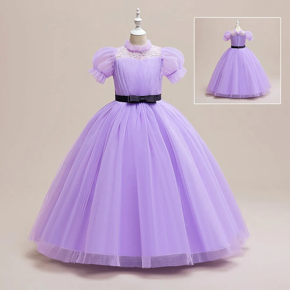 Robes de concours de beauté pour filles en tulle violet Robes de demoiselle d'honneur Robes d'anniversaire / de fête pour filles Jupes de tous les jours Vêtements pour enfants SZ 2-10 D326186