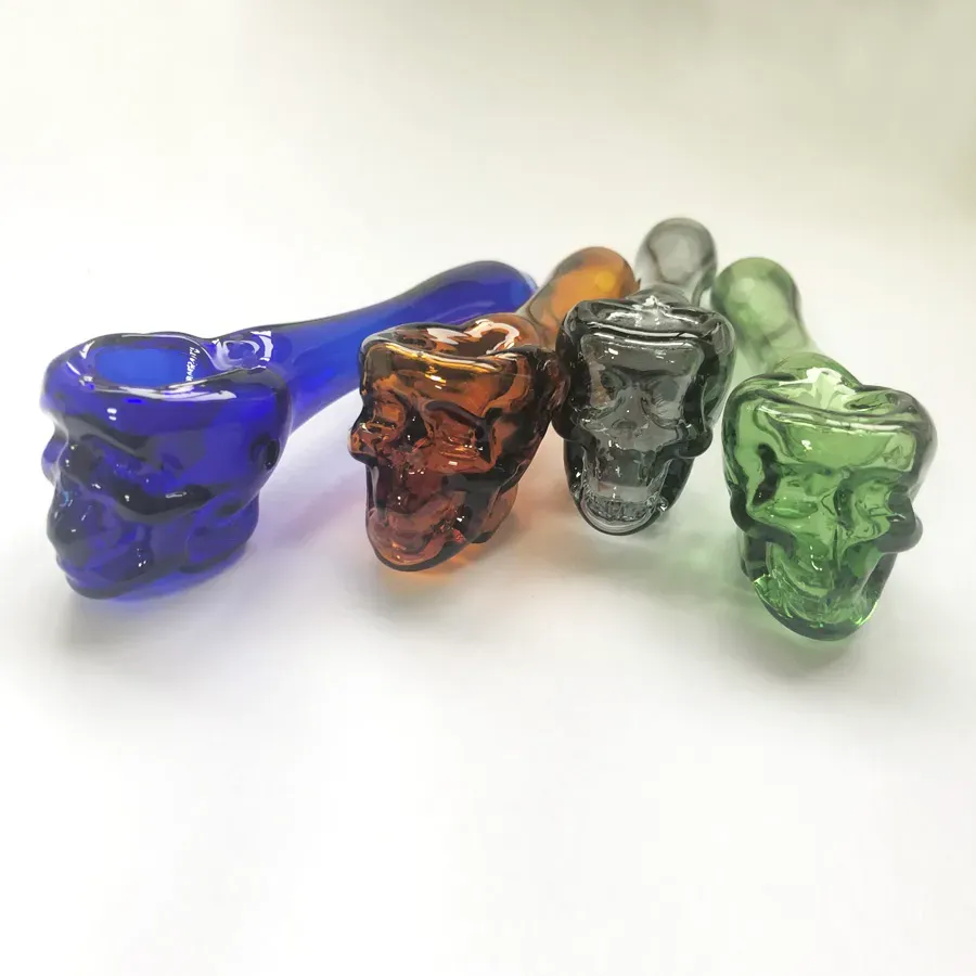 Pyrex Oil Burner Pipes Spoon Skull Glass Pipes Hand Pipe Glass Smoking Pipes Tobacco Dry Herb For Silicone Bong Glass Bubbler