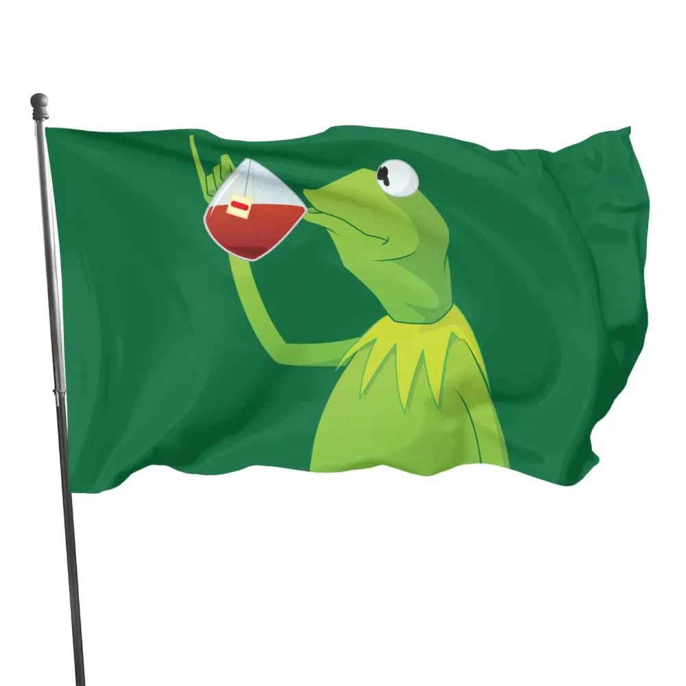 Zubehör Lustige Frosch-Flagge für Zuhause, drinnen, Party, Club, Outdoor-Dekoration, Flaggen aus Polyester mit Messing-Knopfloch für Damen und Herren, Geschenke