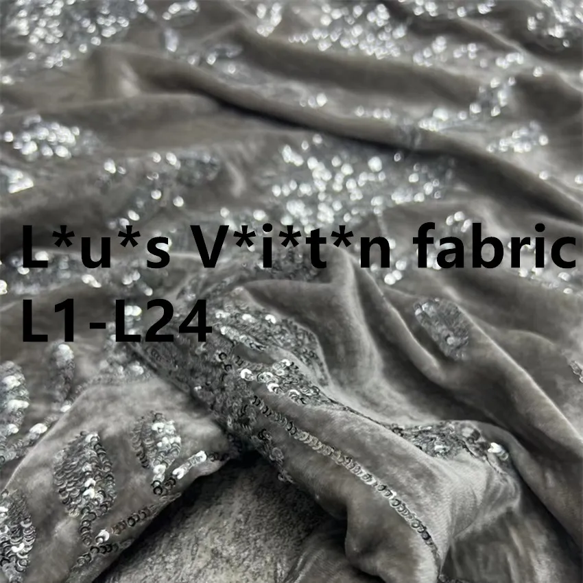 L1-L24 Poliestere Tessuto elasticizzato su quattro lati Tessuto personalizzato con motivo alfabetico della serie di designer di marca francese per cucire vestiti gonna pantaloni