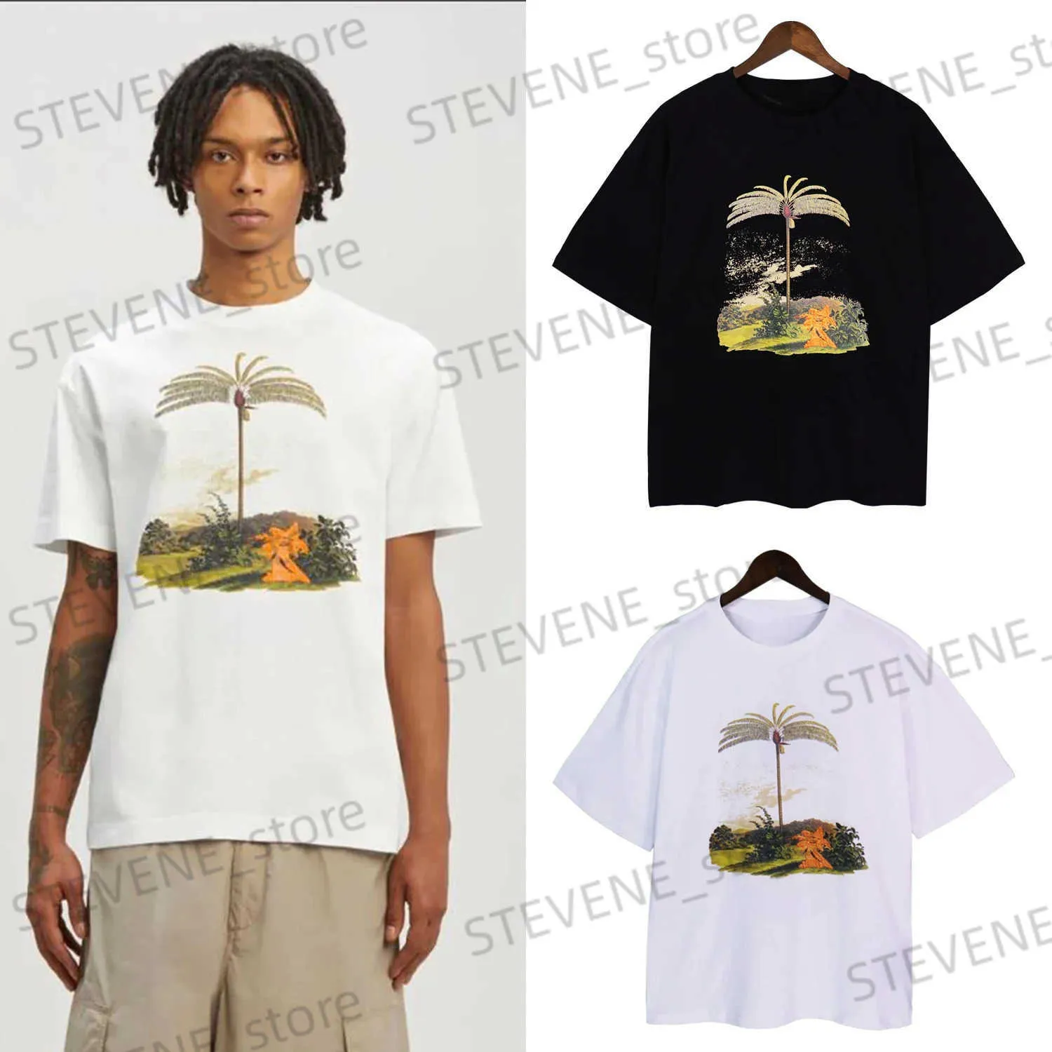 Mannen T-shirts Harajuku Heren Angel Tropen T-shirt Oversized Katoenen T-shirt Korte Slved Strtwear Casual Tops Ts T240325