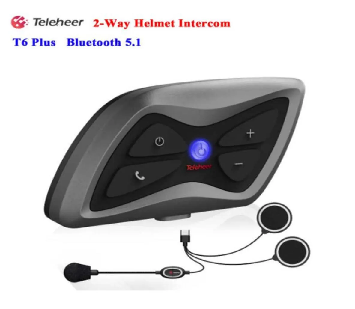 1PCSSET TELEHEER INTERCOM T6 PLUS BLUETOOTHヘッドセットオートバイヘルメット1500M Intercomunicador Motoリアルタイム2人のライダーWaterpro3745764