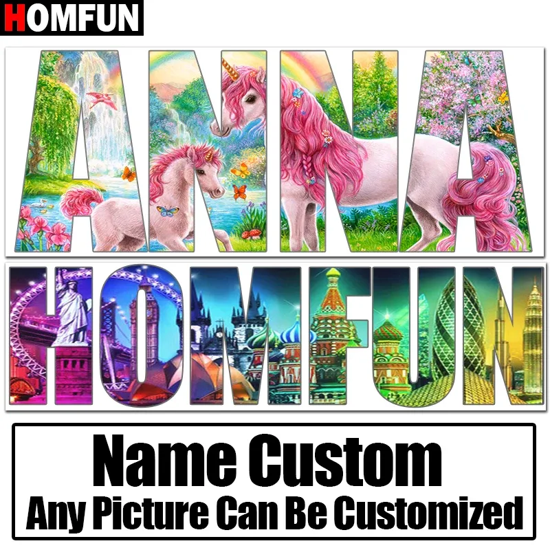 Stitch Homfun Name Letter Photos Custom 5D Diamond Painting Cross Stitch Full Square/Round Cartoon Diamond embroidery Home Decor Gift