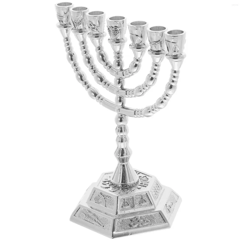 Bougeoirs candélabre en métal support rétro religieux 7 têtes menorah ornement vintage