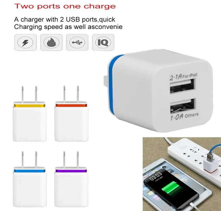 5V21A Dual USB Wand Ladegerät US EU Stecker AC Power Adapter 2 Ports Nokoko Ladegerät Für Samsung Huawei iPhone Lade adapter1498879