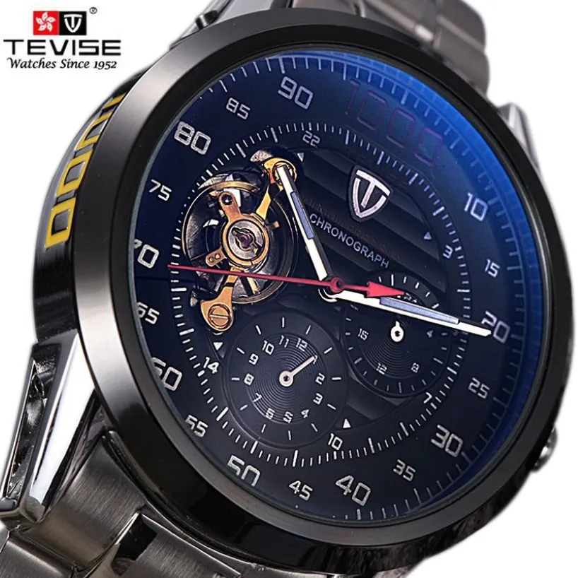 Tevise Automatic Watch Men's Watches Tourbillon Mécanique squelette MEAU MEN SUILLE AUTAPHIPE MALLAGE MALE RELOGIO MASCULI2812