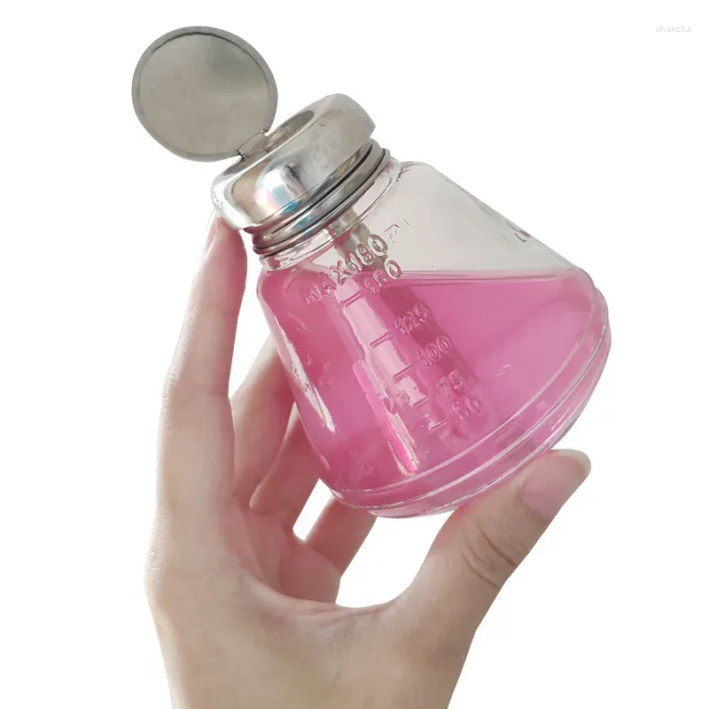 Lagringsflaskor 150 ml transparent pumpflaska Klar nagelrenare Remover Acohole tom pumpburk luftlösa pressglasmeddelanden
