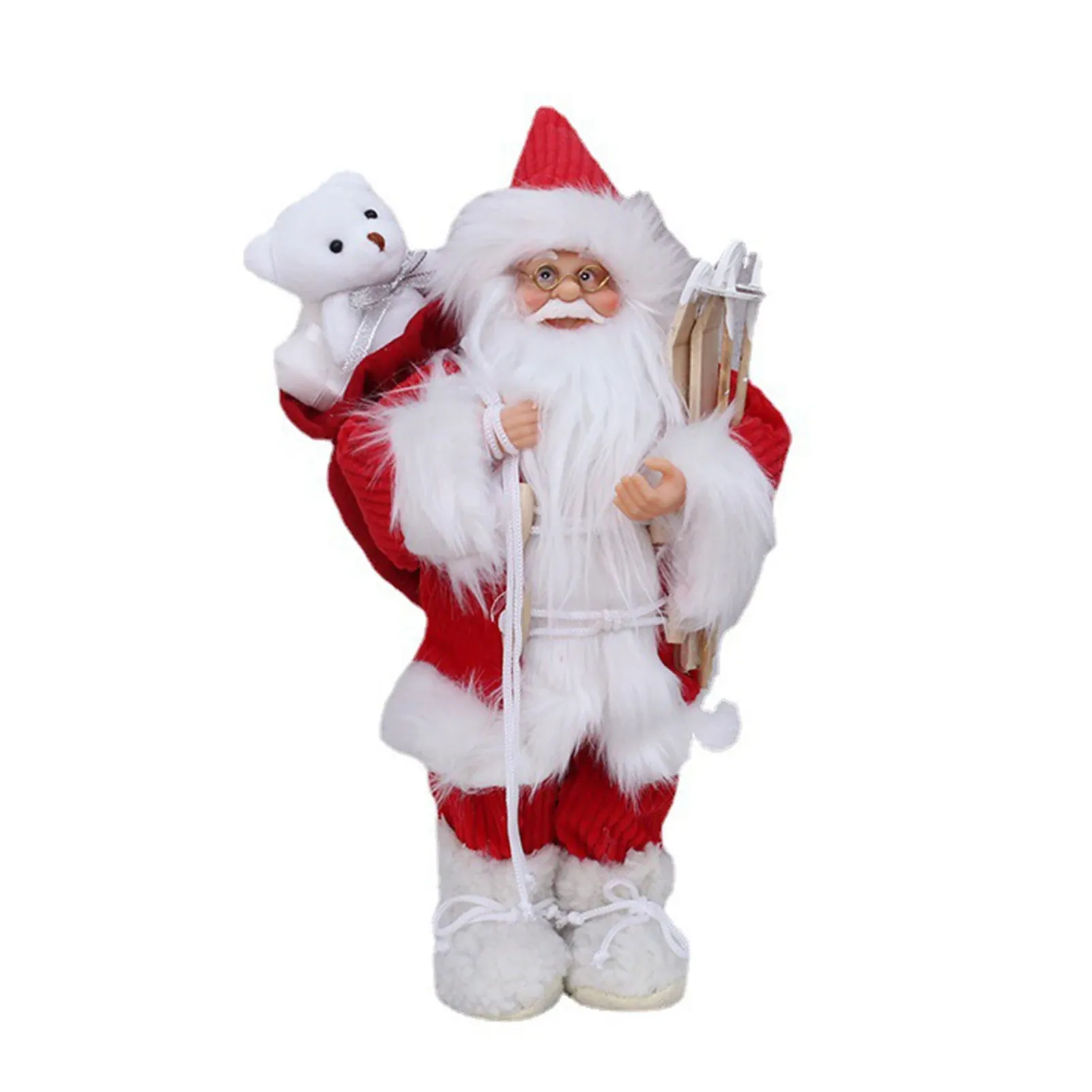 Miniature di peluche natalizie Simulazione da 12 pollici Figurina di Babbo Natale in piedi Ornamenti per feste di festa