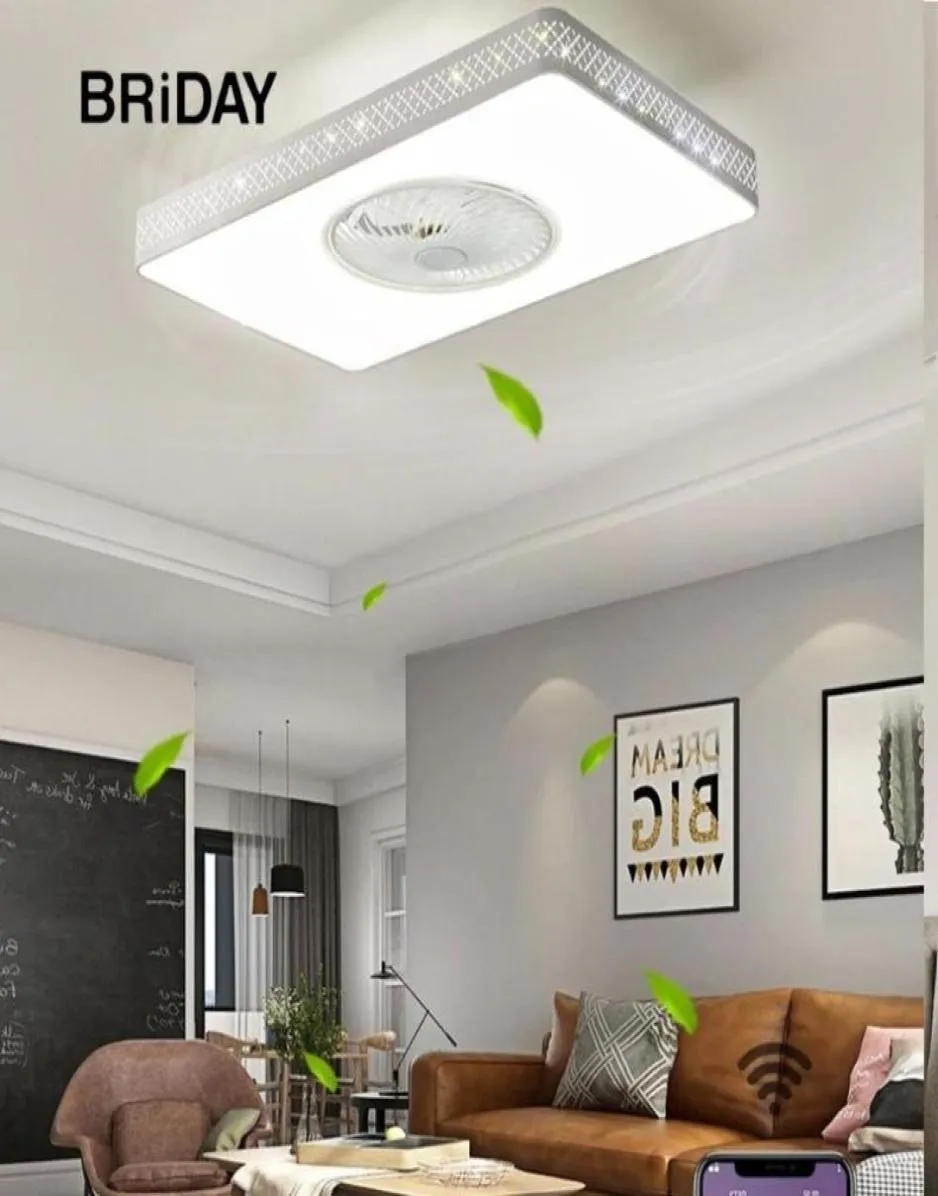 50 cm rectangle LED ventilateur de plafond lampes avec lumières télécommande ventilateur carré lampe silencieux moteur chambre décor moderne fans7182909