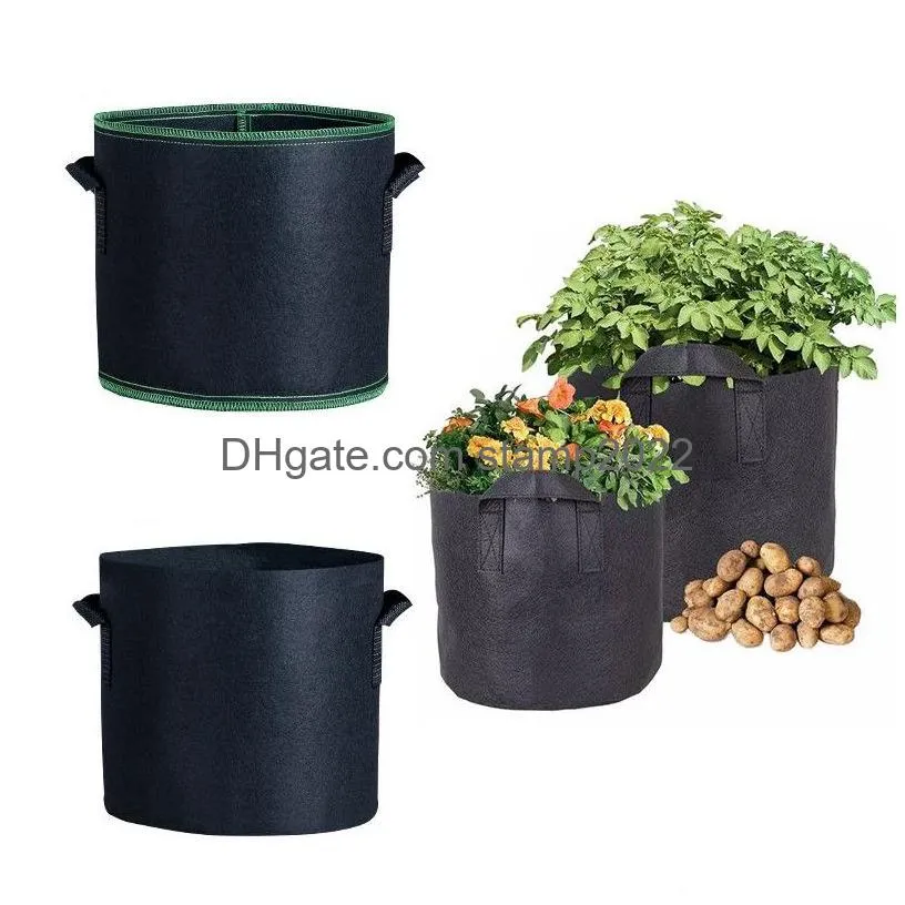 Planters Pots 1-30 Gallon Grow Bags Heavy Duty Thickened Nonwoven Fabric With Handles Drop Delivery Home Garden Patio Lawn Supplies Dhrnk