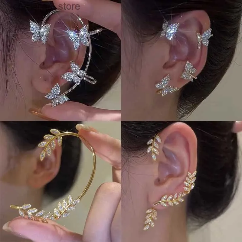 耳カフ耳カフシルバーメッキ金属箔バタフライクリップイヤリングは、穿孔なしに女性の耳クリップに適し