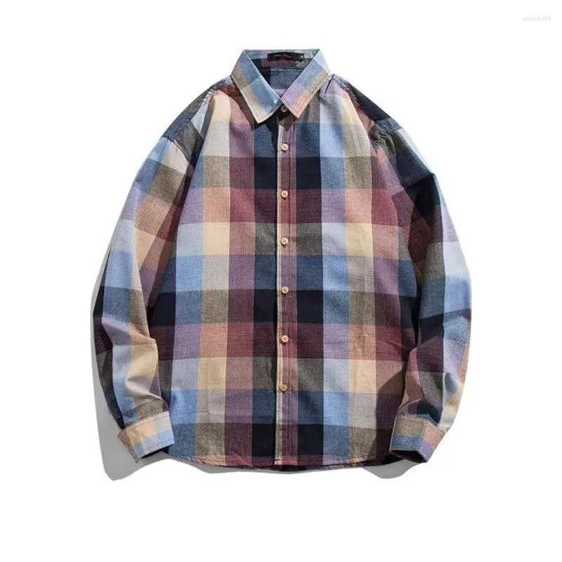 Men's T Shirts Men Shirt Plaid Regular Slim Soft Top Business Uniform Casual Vintage Comfortable Cotton Blend Fashion