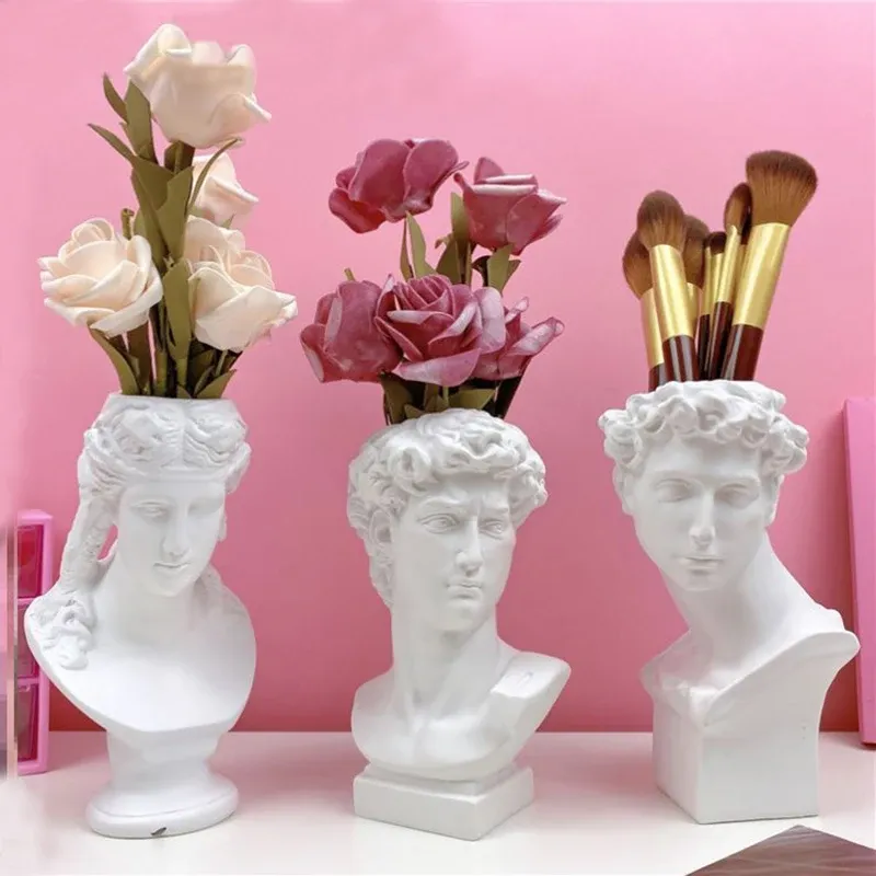 Wazony żywica wazon kwiatowy wazon domowy uchwyt na pióro makijaż pędzel pędzel europejski dekoracja szkic rzeźby