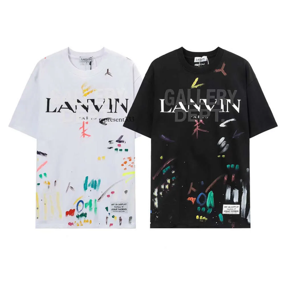 camiseta lanvin Langfan colabora con la misma camiseta de manga corta con estampado de grafiti dibujado a mano con la misma letra de tinta salpicada para moda masculina y femenina