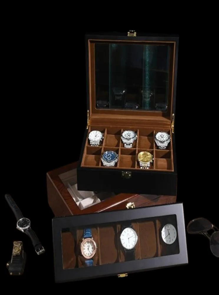 Boîtes à montres Coffrets Boîte de rangement Boîtier en bois massif de luxe Coffret rétro Affichage en bois Montres pour hommes Organisateur 12 sièges Collection C1977974