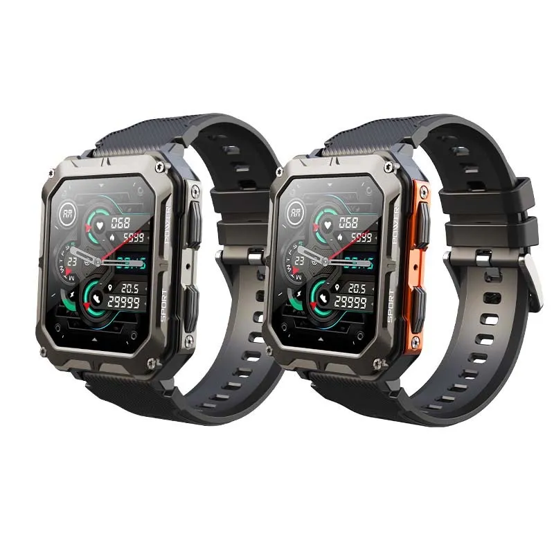 2024 New C20 Pro Smart Watch Voice Assistant BT 무선 전화 비즈니스 야외 스포츠 IP68 방수 손목 시계를위한 방수 손목 시계 IOS