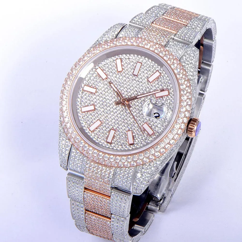 Mentille pour hommes montres mécaniques en diamant automatique 41 mm avec des femmes en acier à tas de diamant Bracelet de bracelet Montre de Luxe 493578 ES -Studded