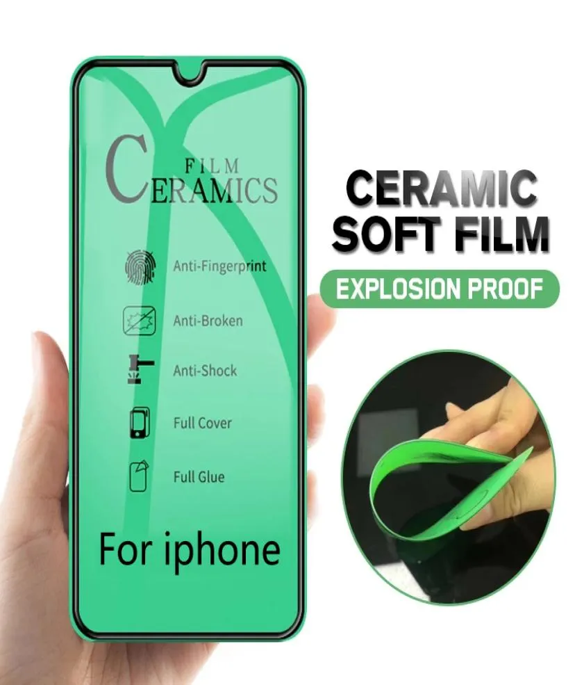 Protecteurs d'écran Nano Explosion, verre trempé en céramique souple anti-explosion pour Iphone 12 Mini 11 Pro Max X XS XR 8 7 6S 6 Plus SE Protecto4392560