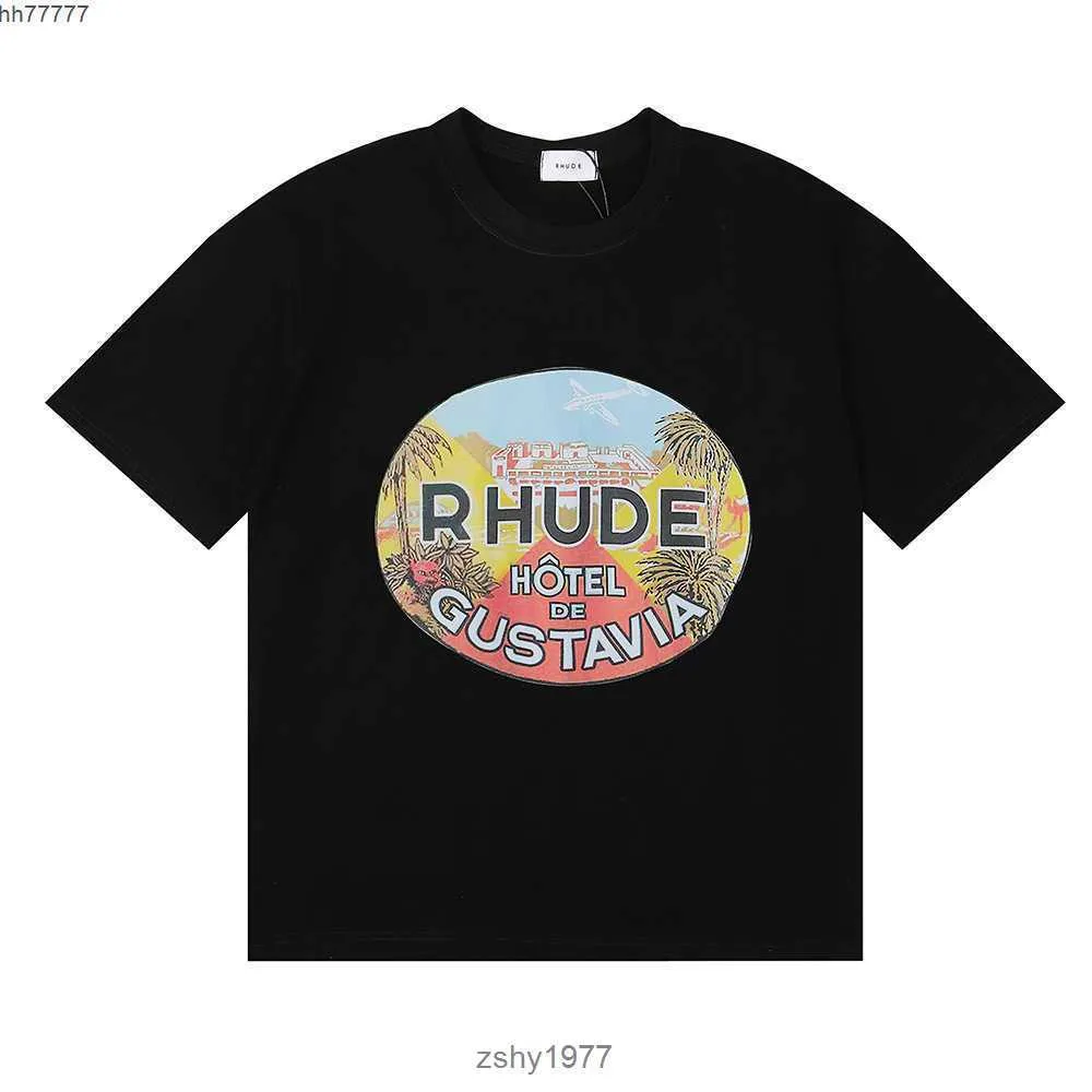 2023 Mens and Womens Fashion T-shirt Br Rhude s American High Street Letter Printing Round Neck Short Sleeve Casual Cotton Ff 3mdp