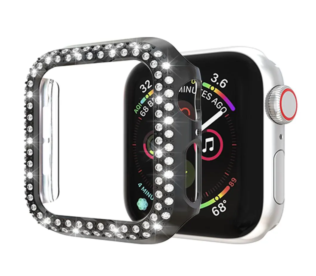 Diamond Watch Cover Luxe Bling Crystal PC Cover voor Apple Watch Case Band voor iWatch Series 4 3 2 1 Case 42mm 38mm veel kleur4383341