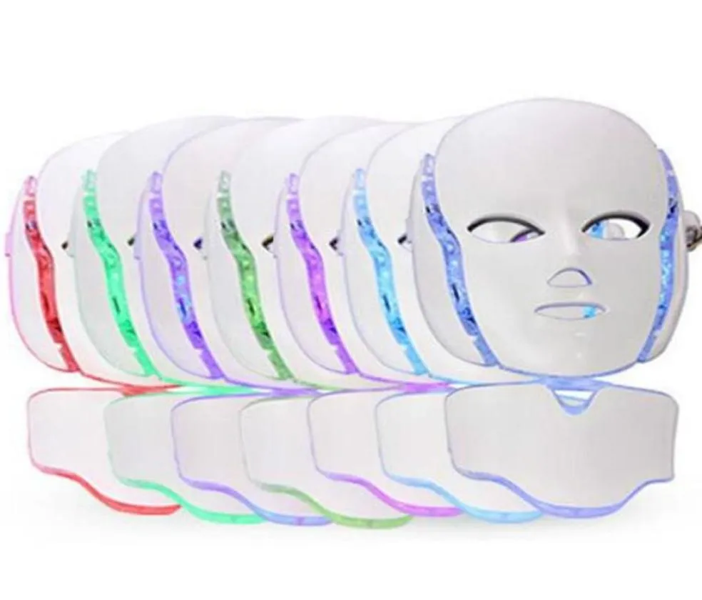 Verkauf von PDT Pon LED Gesicht Hals Maske 7 Farbe LED Behandlung Haut Bleaching Straffende Gesichts Schönheit Maske Elektrische AntiAging Mas9883552