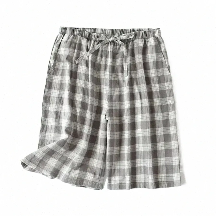 100% odzież domowa luźna design botki botki dna podwójna męska mężczyzna nowa 2023 Sleep do domu Pajama Men's Shorts Casual Plaid n4st#