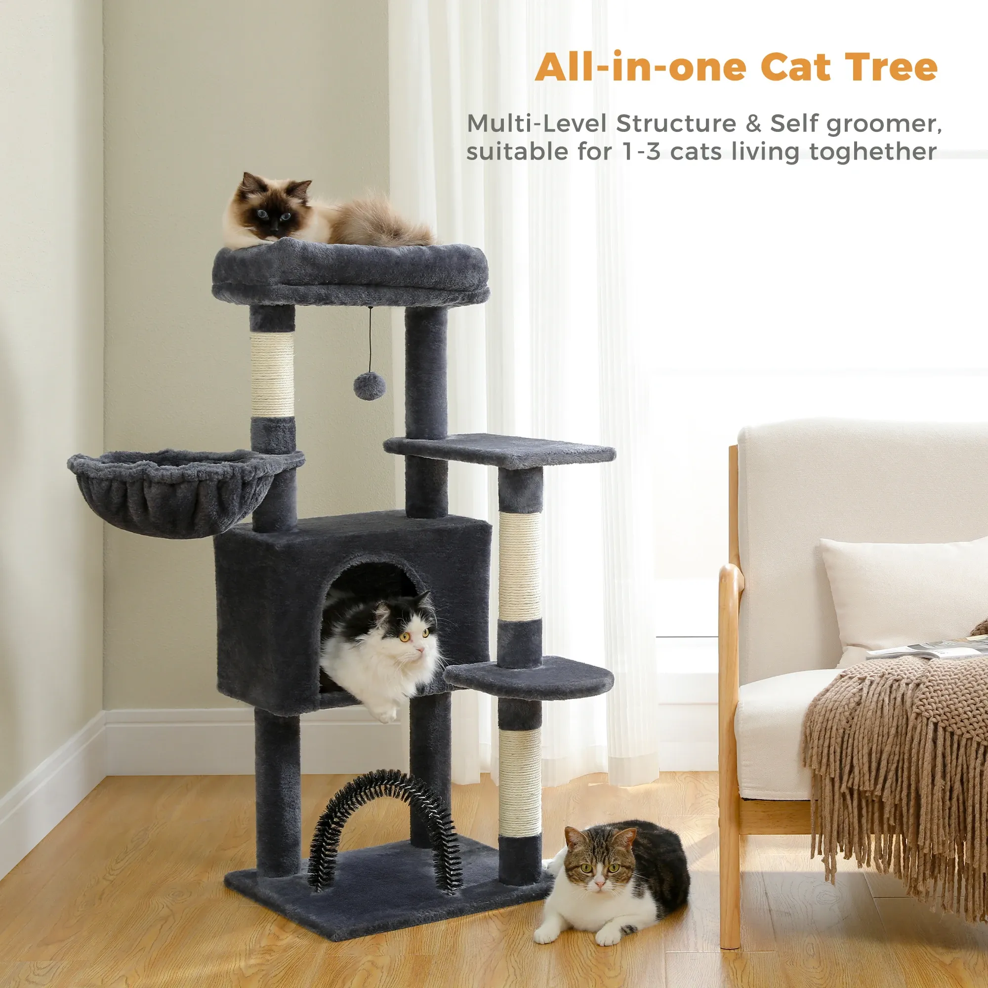 Scratchers Gratis verzending MultiLevel Krabpaal Cat Tower met Condo Krabpaal Cat Scratcher Kat Accessoires Cat Toy House Pet Products