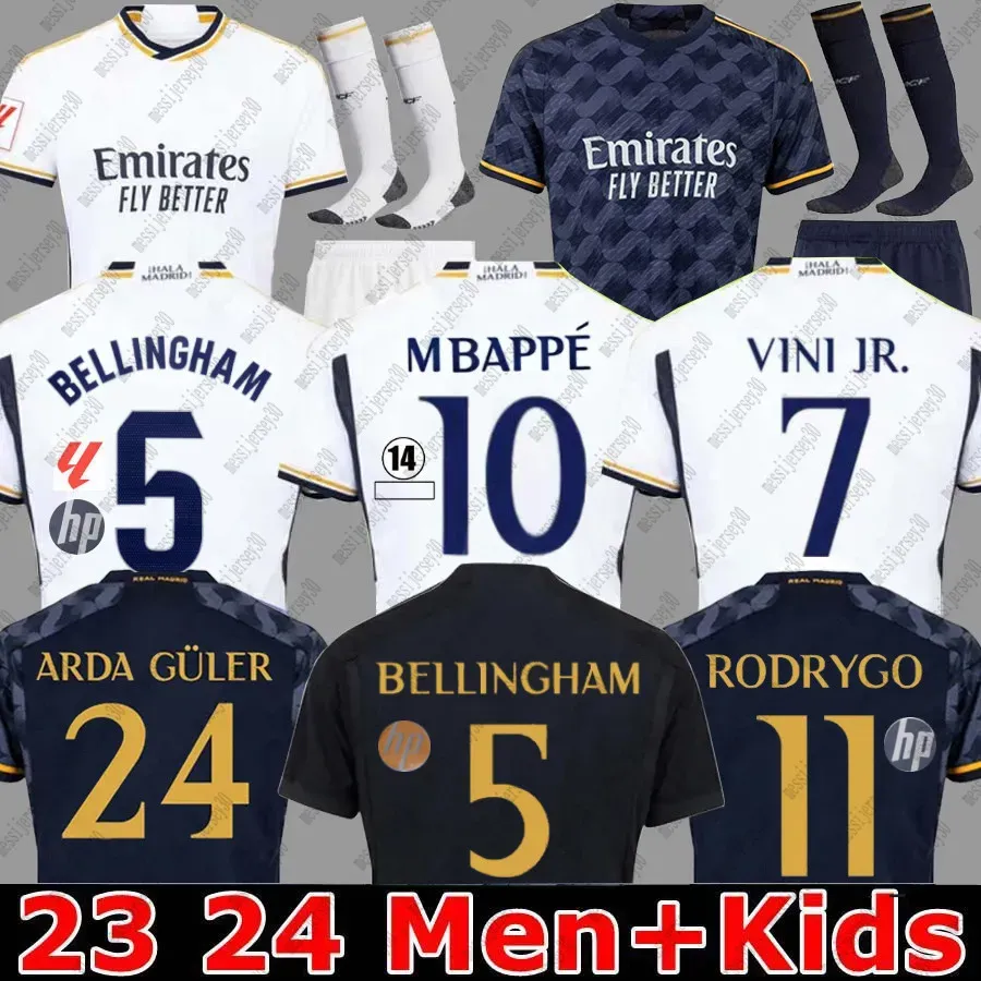 23/24 Bellingham Vini Jr Soccer Jerseys Mbappe Tchouameni 23 24 Football Shirt Real Madrids Camaveringa Rodrygo Modrric Camisetas Men Kids Kit Fans Fans AAAA