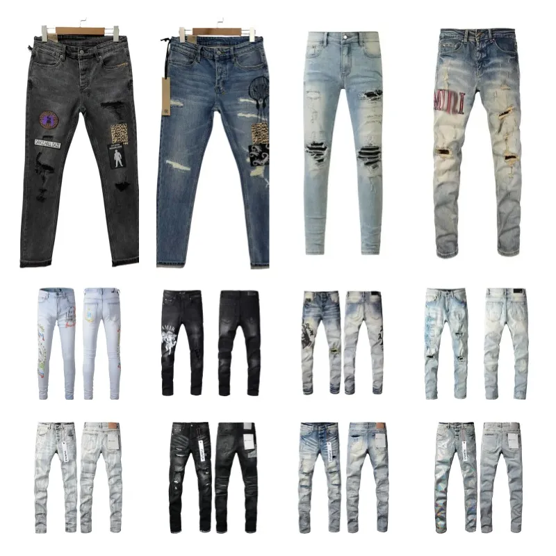 Herren Jeans Ksubi Jeans Purple Rise Elastic Clothing enge dünne Designer Mode hochwertige Luxusmarke Kleidung Stickerei Drucken Ksubi Purple Brand Jeans