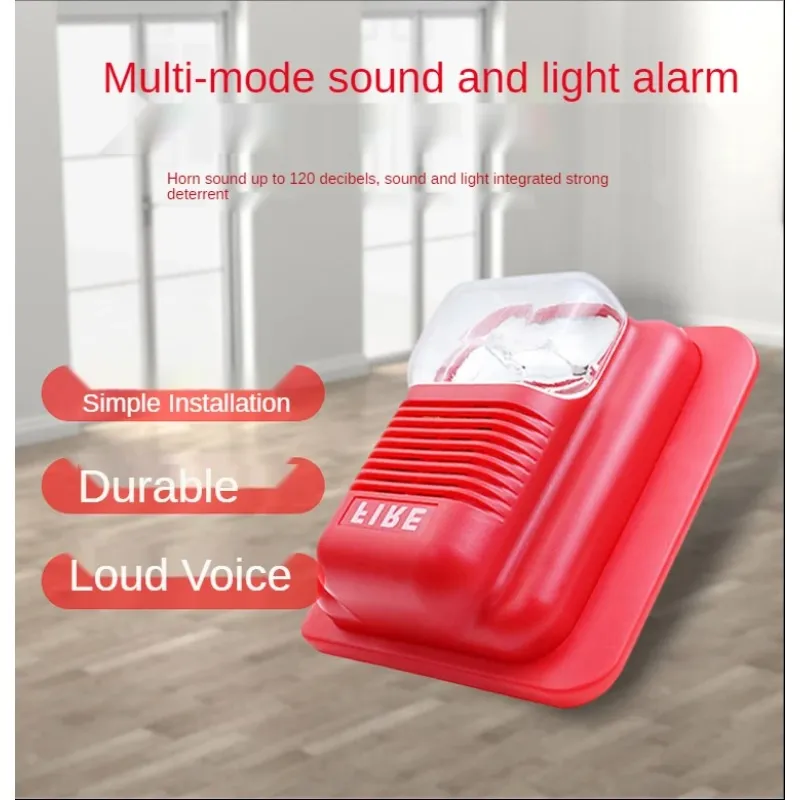 Fire Alarm Horn 119 Fire Alarm LED Flashing Light Siren 12V 24V Fire Sound and Light Alarm